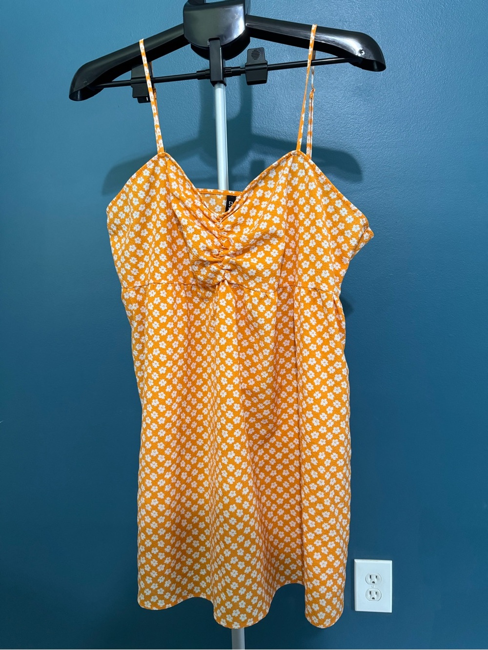 Divided Orange Floral Tie-Front Mini Dress